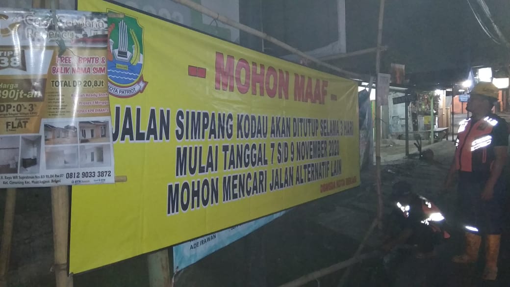 Ruas Jalan Simpang Kodau Jati Asih Ditutup Sementara, Kenapan?