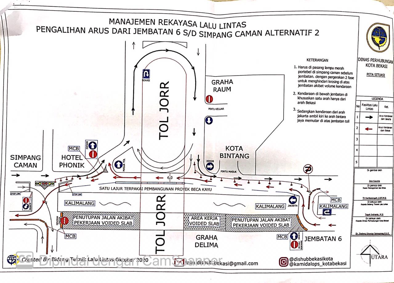 Dishub Kota Bekasi Lakukan Rekayasa Lalu Lintas Pengalihan Arus Dari Jembatan 6 Hingga Simpang Caman Alternatif 2