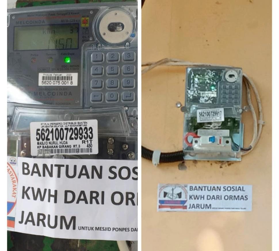 Ormas Jarum Bantu Pemasangan KWH Meter Ponpes dan Warga Tidak Mampu di Kecamatan Lewidamar
