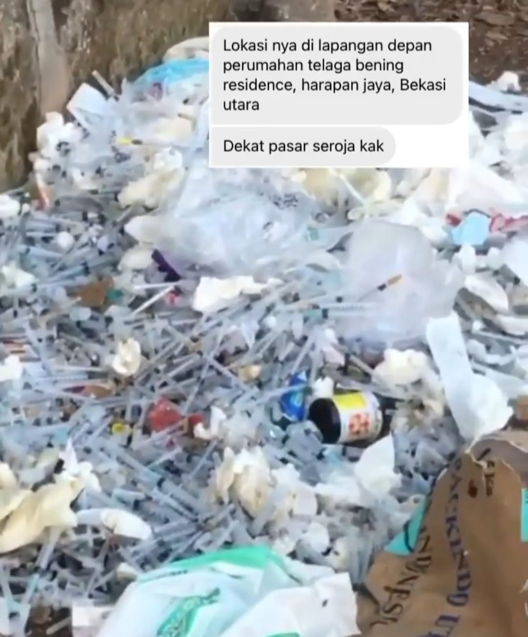 Beredar Luas Foto Dan Video Tumpukan Sampah Bekas Suntikan Di Harapan Jaya, Kini Sudah Bersih Dan Aman