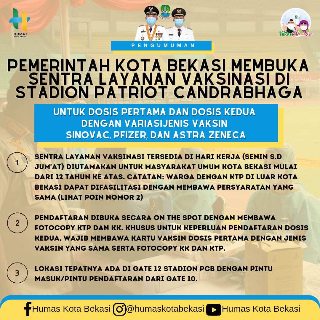 Pemkot Bekasi Sediakan Sentra Vaksinasi Di Stadion PCB