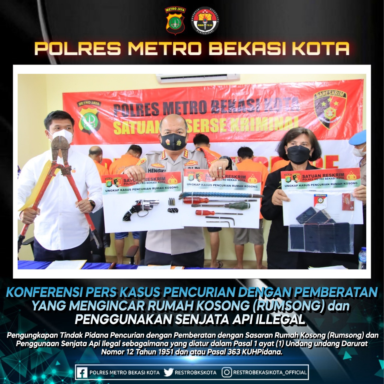 Sindikat Pencurian Rumsong, Polisi Sita Senjata Api