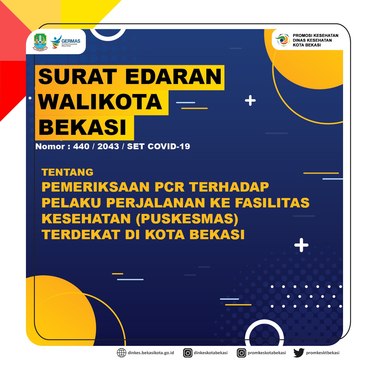 Pemkot Bekasi Keluarkan Surat Edaran Pemeriksaan PCR Terhadap Pelaku Perjalanan Ke Puskesmas Terdekat