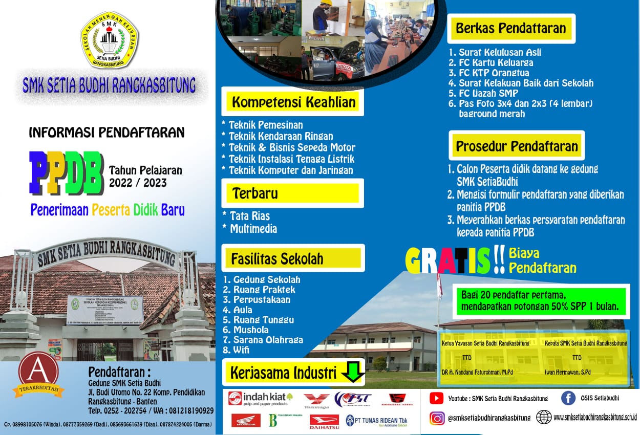 Penerimaan Siswa Baru Dibuka, Ini Keunggulan SMK Setia Budhi Rangkasbitung