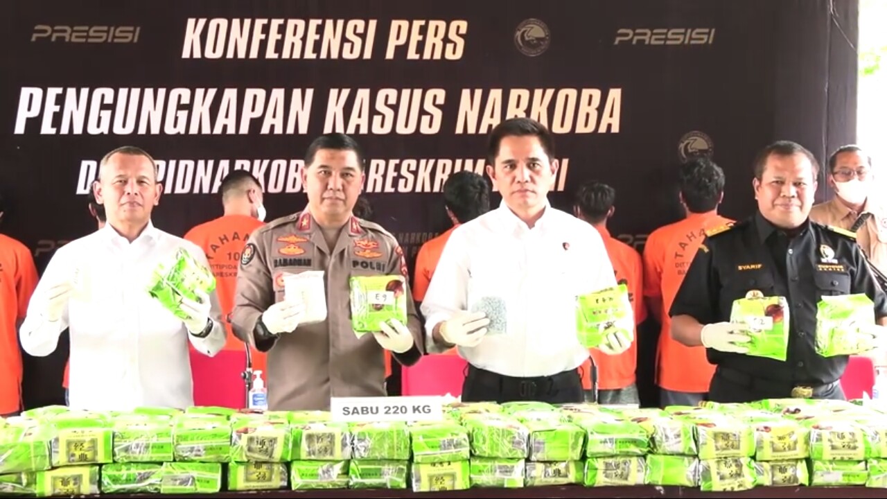 Bareskrim Polri Bongkar Peredaran Narkoba Modus Jalur Laut, Sabu 220 Kg Diamankan