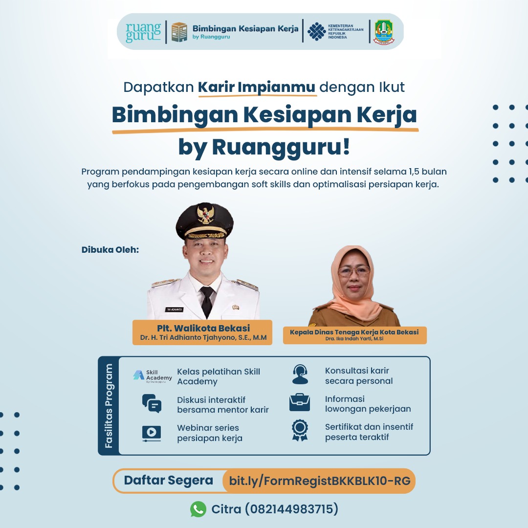 Pemkot Bekasi Kerjasama Dengan Ruangguru Dalam Pelatihan Mempersiapkan Kerja Untuk Warga Kota Bekasi