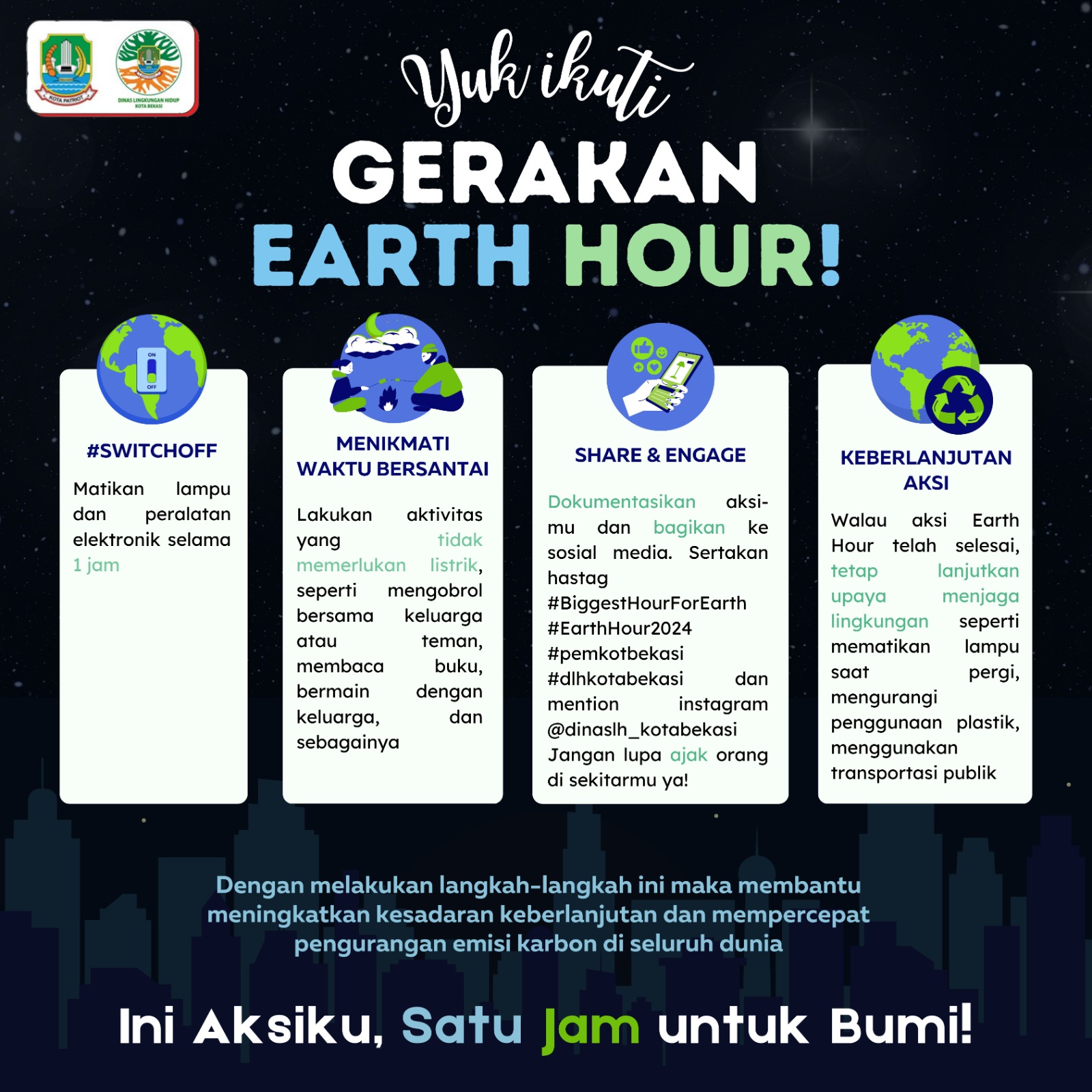 Gerakan Earth Hour 2024, Pemkot Bekasi Imbau Matikan Lampu Selama 1 Jam