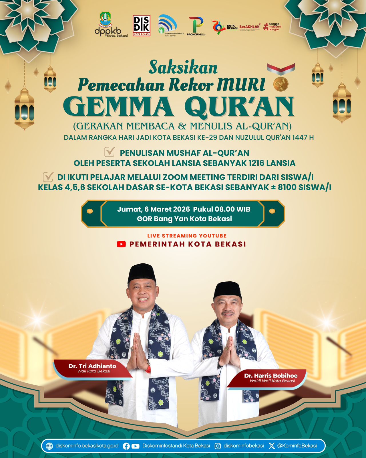Pemkot Bekasi Gelar GEMMA QUR’AN, Bidik Rekor MURI Hari Jadi Kota Bekasi