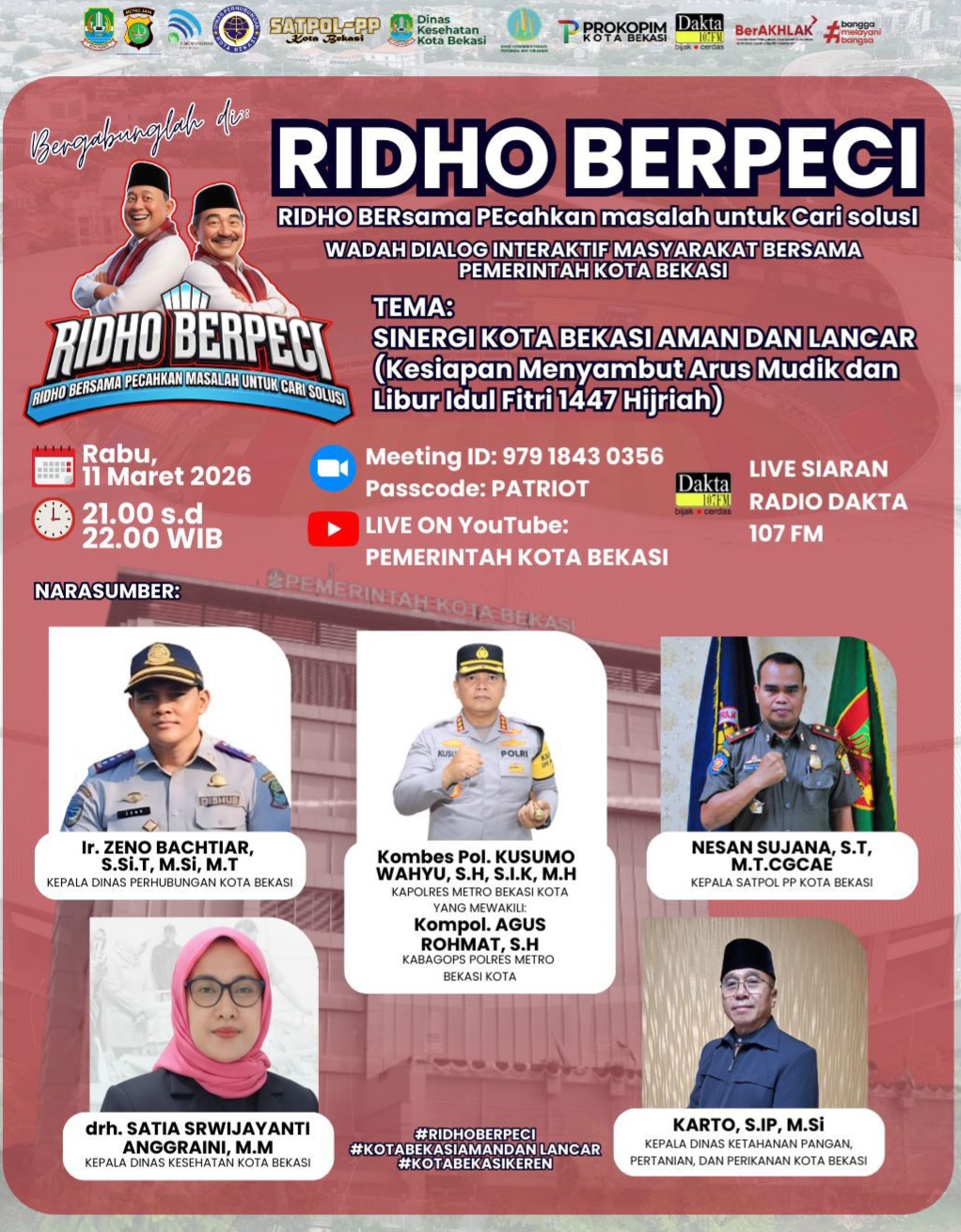 Pemkot Bekasi Siapkan Arus Mudik Lebaran Lewat Dialog Publik RIDHO BERPECI