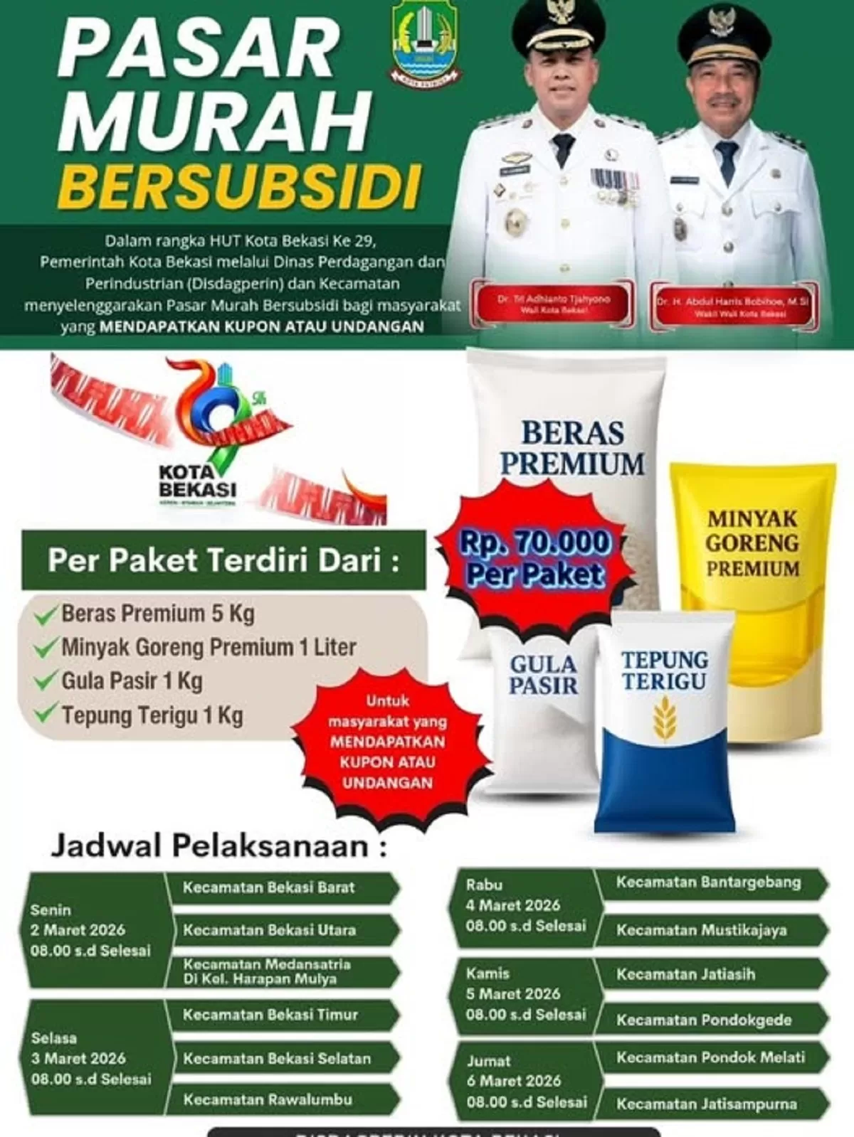 Pemerintah Kota Bekasi Gelar Pasar Murah Bersubsidi, Warga Bisa Belanja Sembako dengan Harga Murah