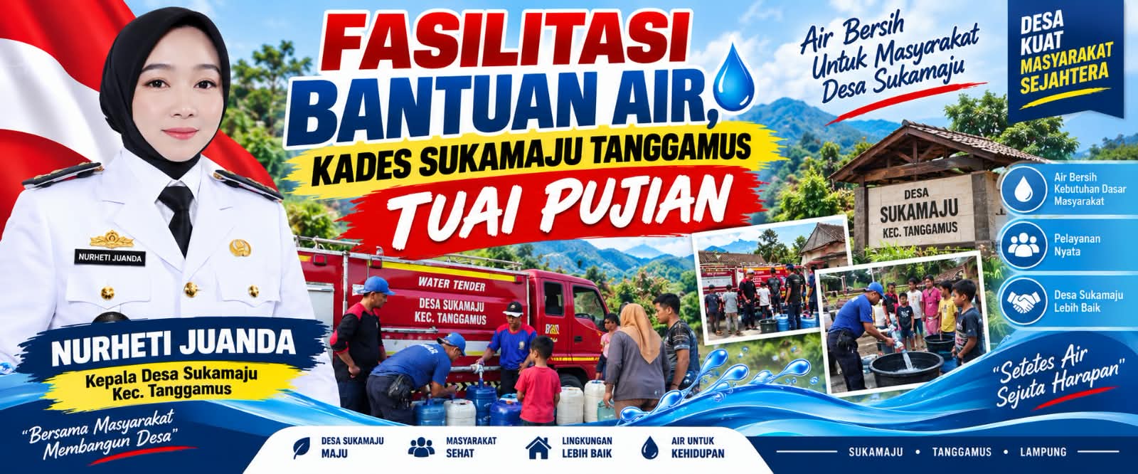 Fasilitasi Bantuan Air, Kades Sukamaju Tanggamus Tuai Pujian